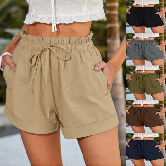 Damen lässige Sommer-Shorts mit elastischem Bund und Taschen Stalluxe