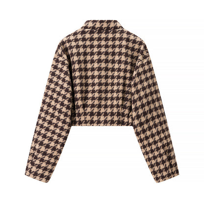 Damen modische cropped Jacke im Hahnentritt-Design Stalluxe
