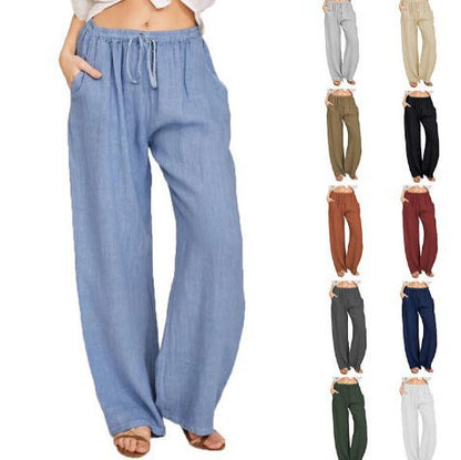 Damen Weite Palazzo-Hose mit elastischem Bund und seitlichen Taschen Stalluxe