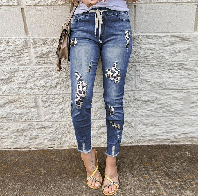Damen Jeans im modernen Animal-Print mit trendigen Destroyed-Details Stalluxe