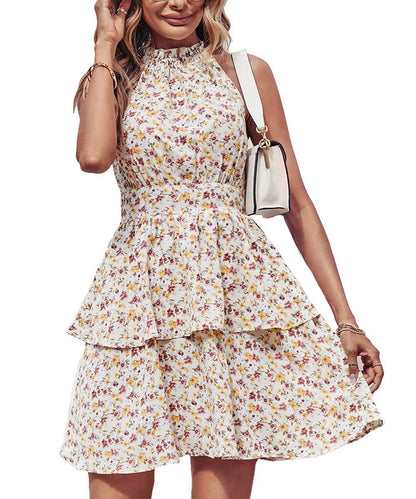 Damen Sommerliches Kleid mit fließendem Rock und floralem Design Stalluxe