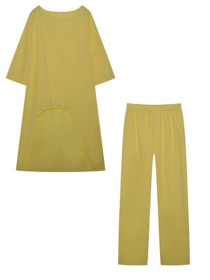 Damen Lässiges Freizeitoberteil und Hose Set Stalluxe Gelb