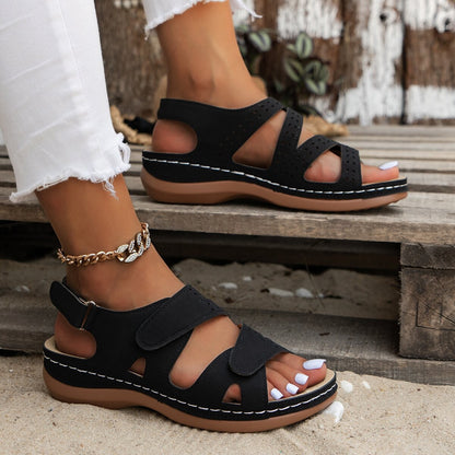 Damen Riemchen-Sandalen mit verstellbarem Verschluss und ergonomischer Sohle Stalluxe