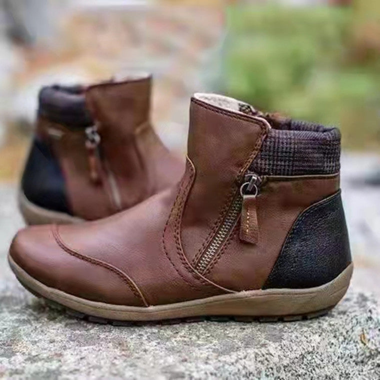 Damen City Boots aus wasserdichtem Leder mit warmer Fütterung Stalluxe Braun