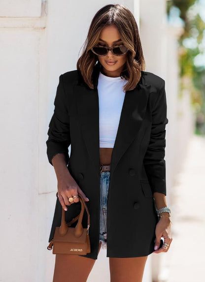 Damen Eleganter Oversized-Blazer mit doppelter Knopfleiste und schlichten Details Stalluxe