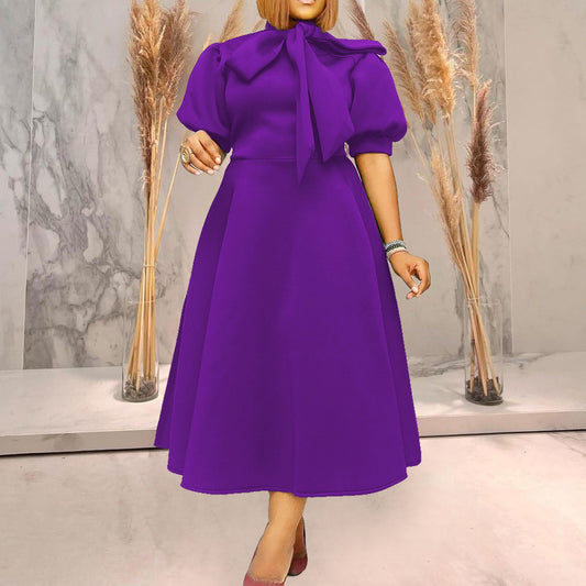 Damen Midikleid mit Schleifenkragen Stalluxe