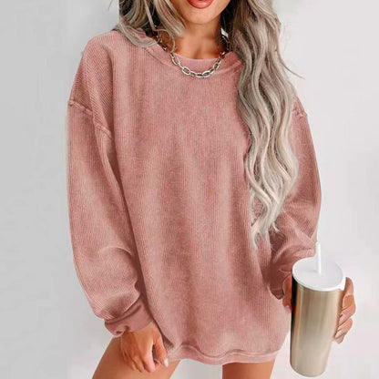 Damen Lässiges Sweatshirt mit Rippstruktur und weitem Schnitt Stalluxe