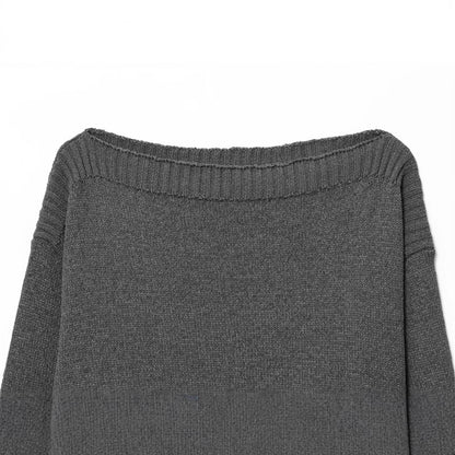 Damen lockerer Strickpullover mit überschnittenen Schultern und breitem Bündchen Stalluxe