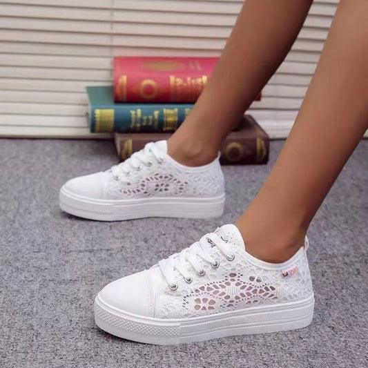 Damen Sneakers mit transparentem Spitze-Design und rutschfester Sohle Stalluxe