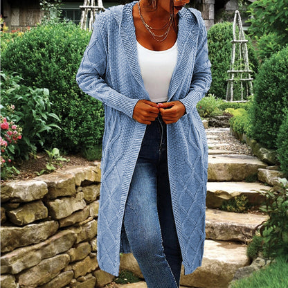 Damen Strickmantel mit gehäkeltem Zopfdesign und offenem Schnitt Stalluxe