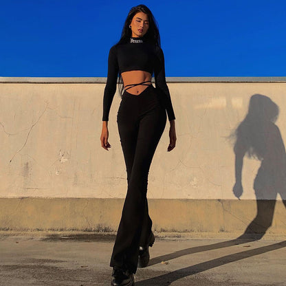 Damen enganliegendes Set mit Cross-Over-Details Stalluxe