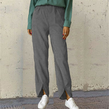 Damen Weite Freizeit-Hose mit elastischem Bund und modischen Schlitzen Stalluxe