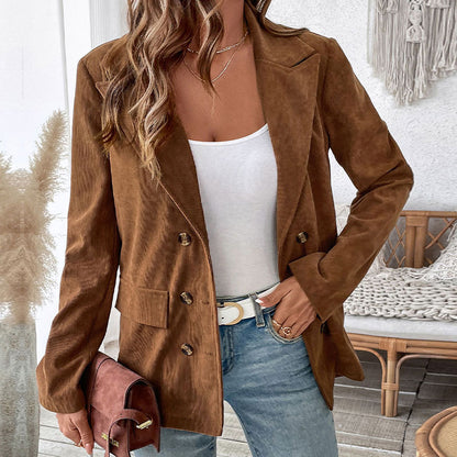 Damen Blazerjacke im angesagten Kord-Stil mit zwei Knöpfen Stalluxe