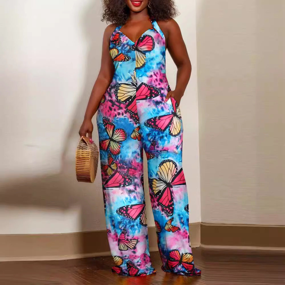 Damen Jumpsuit mit floralem Design und weitem Bein Stalluxe