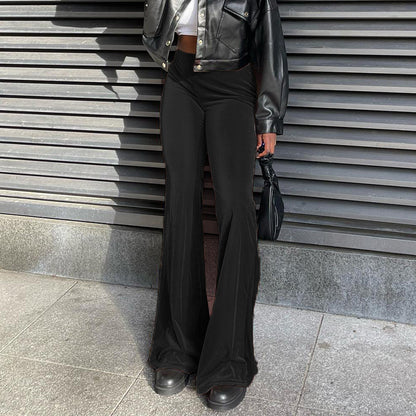Damen Elegante Schlaghose mit hohem Bund und glattem Material Stalluxe
