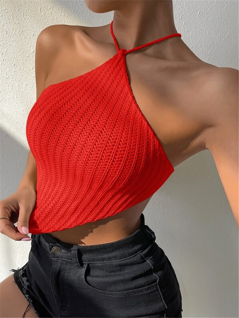 Damen gehäkeltes Crop-Top mit asymmetrischem Design Stalluxe