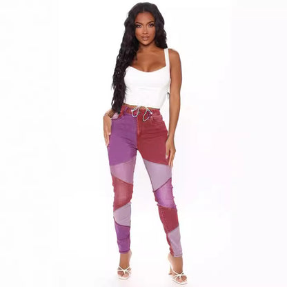 Damen Slim-Fit Jeans im modernen Blockdesign mit elastischem Bund Stalluxe