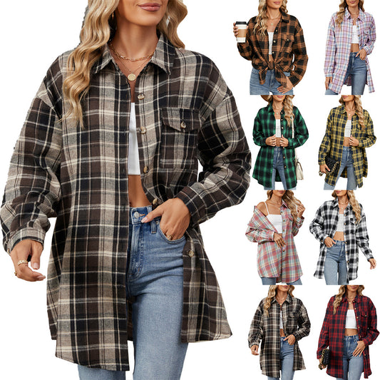 Damen Oversized Karobluse mit legerem Schnitt und Knopfdetails Stalluxe