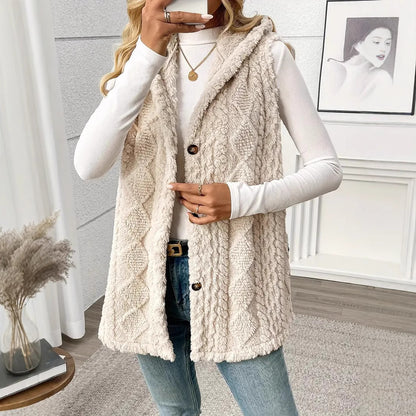 Damen Stylish gesteppte Weste mit Kapuze und Knopfverschluss Stalluxe