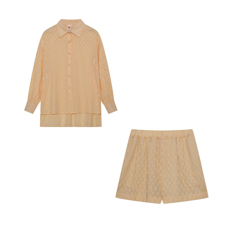 Damen lässiges Set mit atmungsaktiver Hemdbluse und komfortablen Shorts Stalluxe
