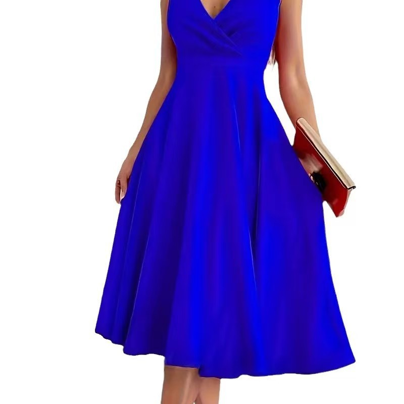 Damen elegantes A-Linie Wickelkleid mit V-Ausschnitt Stalluxe