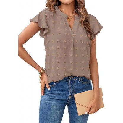 Damen Verspielte Bluse mit Rüschendetails und Strukturmuster Stalluxe