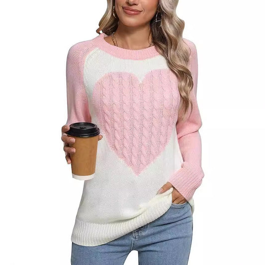 Damen Strickpullover mit Herzmotiv und feiner Struktur Stalluxe