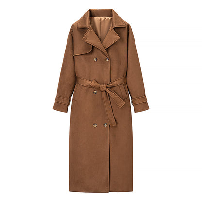 Damen Eleganter Trenchcoat mit taillierbarem Gürtel und klassischem Revers Stalluxe