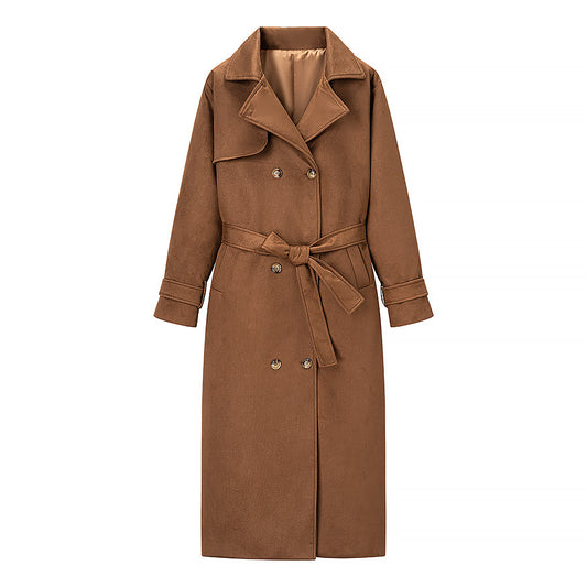 Damen Eleganter Trenchcoat mit taillierbarem Gürtel und klassischem Revers Stalluxe