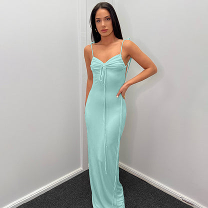Damen Elegantes Maxikleid mit verstellbaren Trägern und raffiniertem Ausschnitt Stalluxe