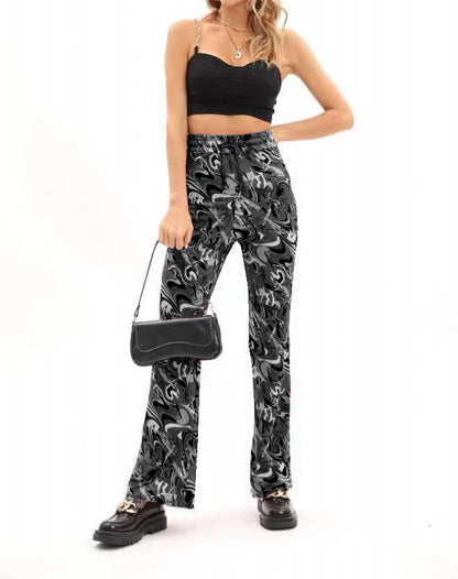 Damen Modeflair Hose mit künstlerischem Muster und elastischem Bund Stalluxe