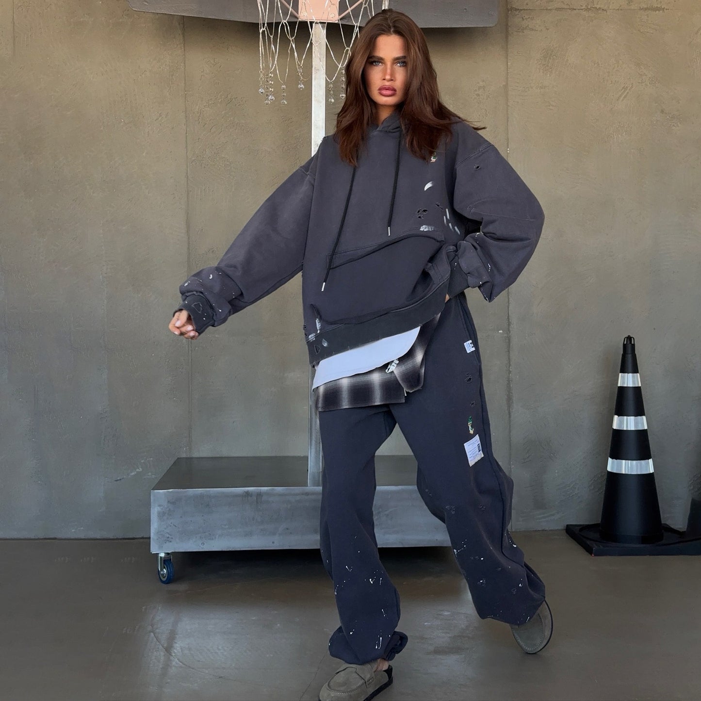 Damen Oversized Kapuzenpullover mit speziellen Designelementen Stalluxe