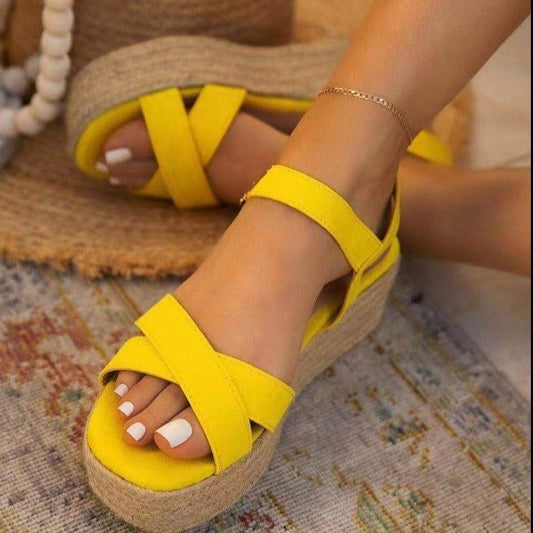 Damen Wedge-Sandaletten mit komfortablem Fußbett und elastischen Riemen Stalluxe
