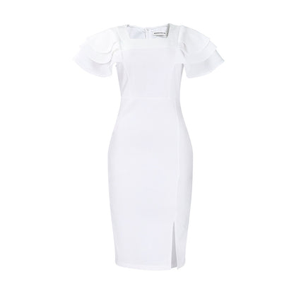 Damen Midi-Kleid mit eleganten Rüschendetails Stalluxe