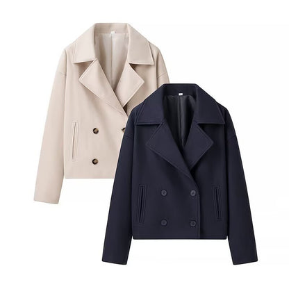Damen modische kurz geschnittene Bikerjacke mit doppelter Knopfleiste und seitlichen Taschen Stalluxe