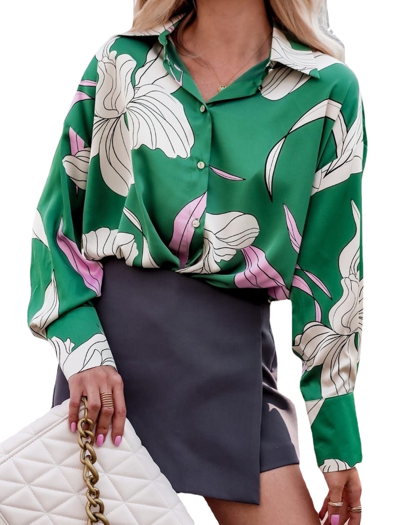 Damen Bluse mit floralem Design und oversized Schnitt Stalluxe