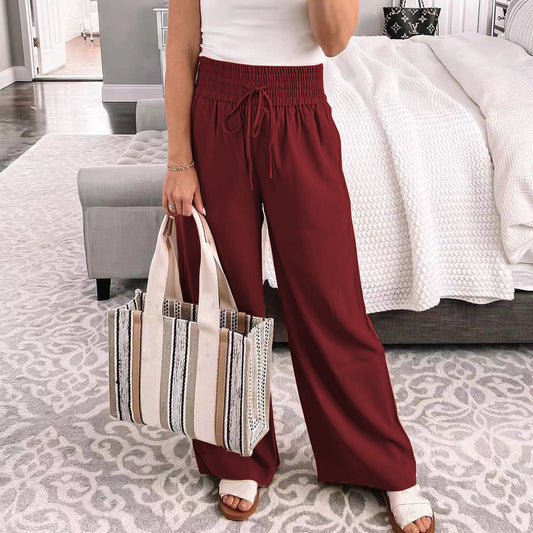 Damen Weit geschnittene Freizeithose mit elastischem Bund und verstellbarem Kordelzug Stalluxe