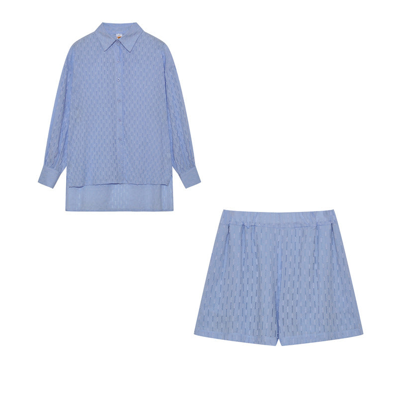 Damen lässiges Set mit atmungsaktiver Hemdbluse und komfortablen Shorts Stalluxe