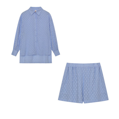Damen lässiges Set mit atmungsaktiver Hemdbluse und komfortablen Shorts Stalluxe