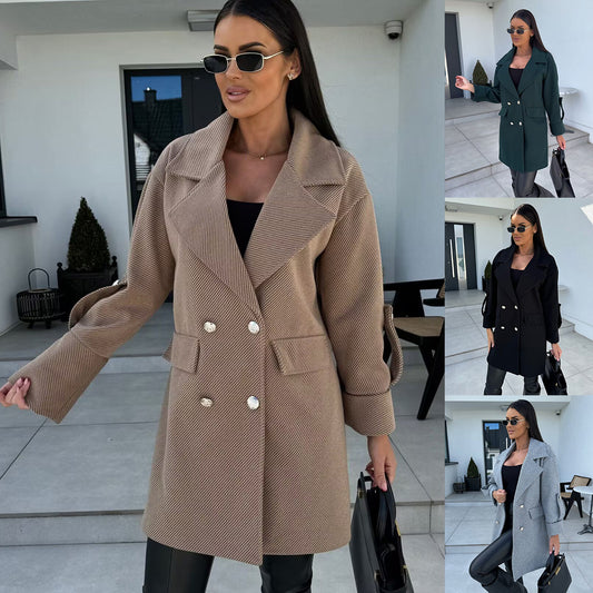 Damen Übergangsblazer im modischen Oversize-Schnitt mit schicken Knopfdetails Stalluxe
