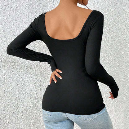 Damen Longsleeve Body mit schicker Wickeloptik und bequemen Ärmelabschlüssen Stalluxe