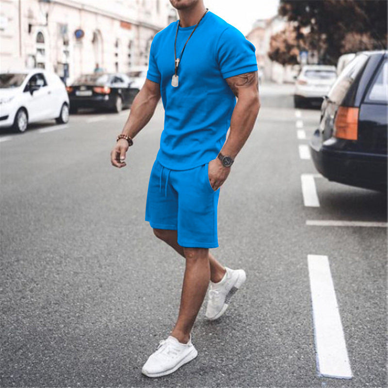 Product Image for Herren sportliches Sommer-Set mit atmungsaktivem T-Shirt und Shorts Stalluxe - Hellblau / L