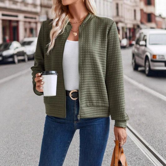 Damen modische Steppjacke mit hohen Kragen und Reißverschluss Stalluxe