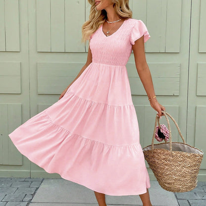 Damen Sommerliches Maxikleid mit Rüschendetails und elastischem Oberteil Stalluxe