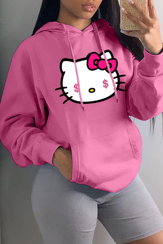 Damen Kapuzenpullover mit kreativem Katzenmotiv Stalluxe