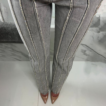 Damen Glamouröse Jeans mit funkelnden Applikationen Stalluxe