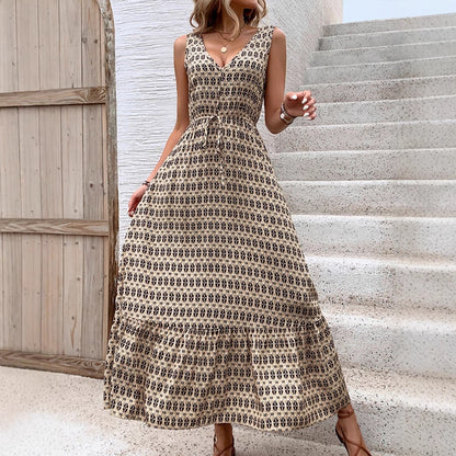 Damen Maxikleid mit verspieltem V-Ausschnitt und Rüschensaum Stalluxe