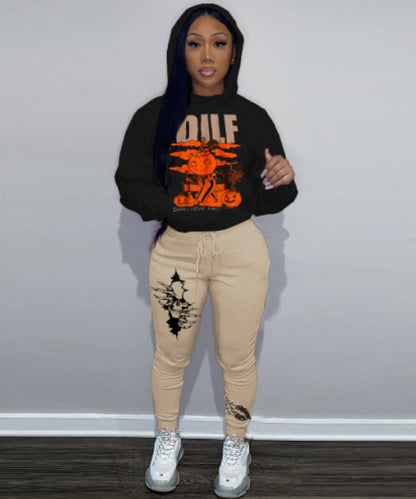 Damen Hoodie mit einzigartigem Druck und sportlicher Jogginghose Stalluxe