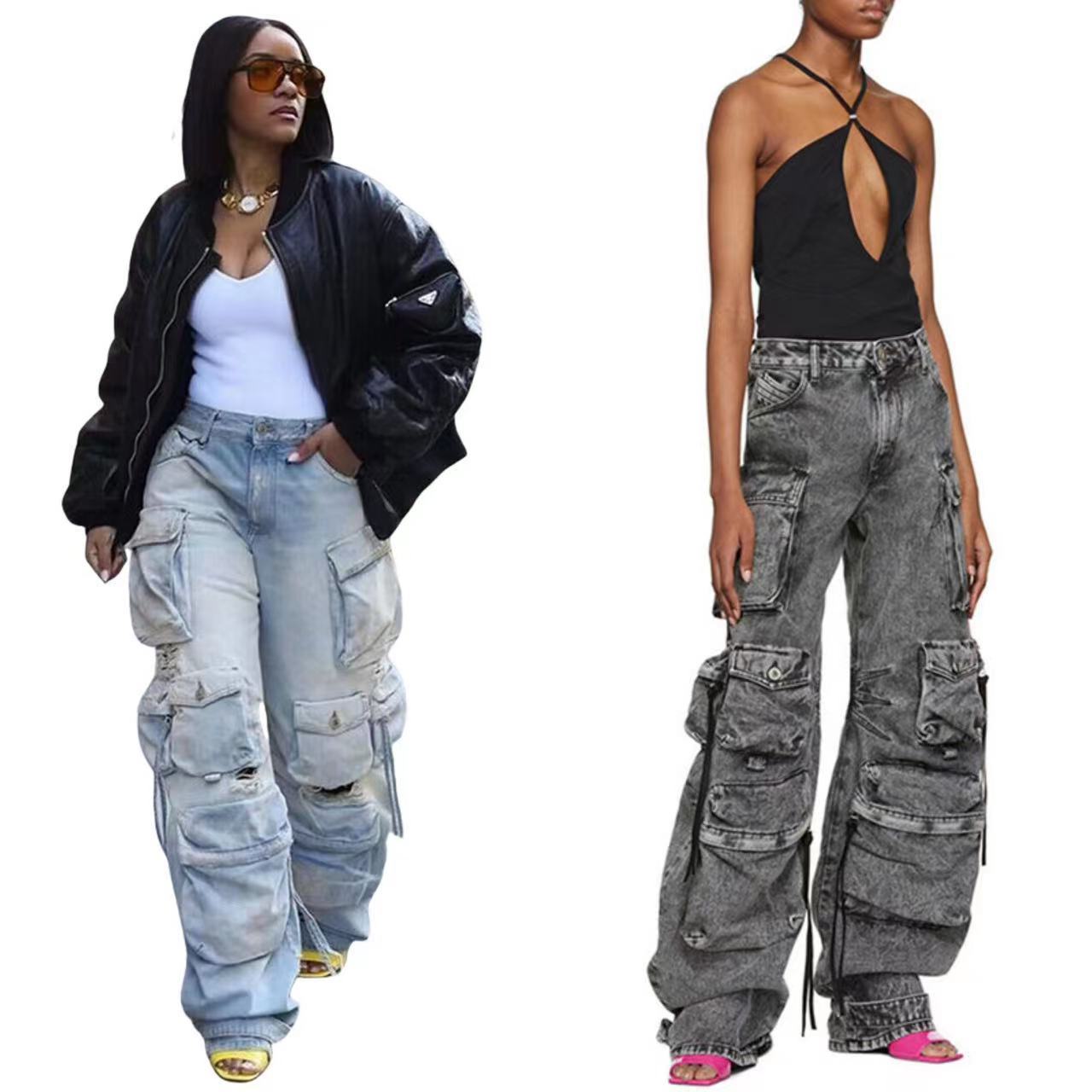Damen Cargo-Jeans mit Detailverarbeitung und Multiple-Pocket-Design Stalluxe