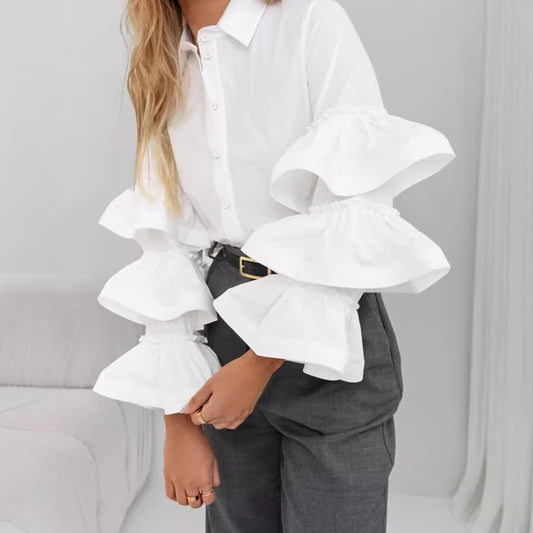 Damen Bluse mit Rüschendetails und strategischem Schnitt Stalluxe